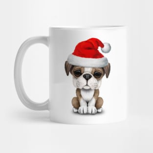 British Bulldog Puppy Dog Wearing a Santa Hat Mug